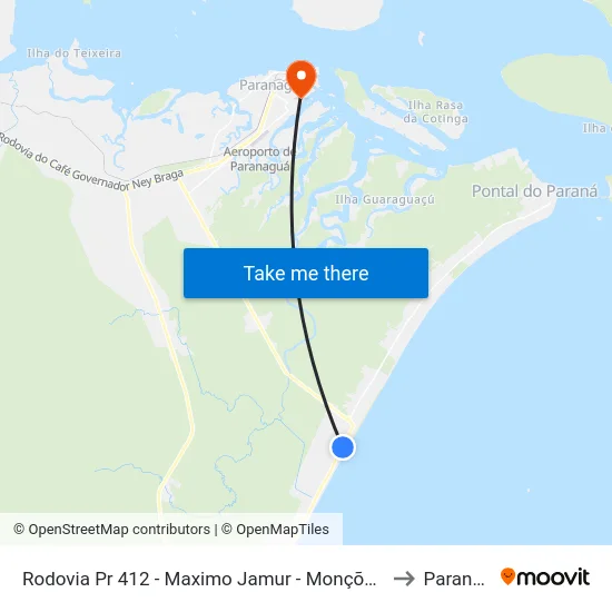 Rodovia Pr 412 - Maximo Jamur - Monções - Oceânicasul to Paranaguá map