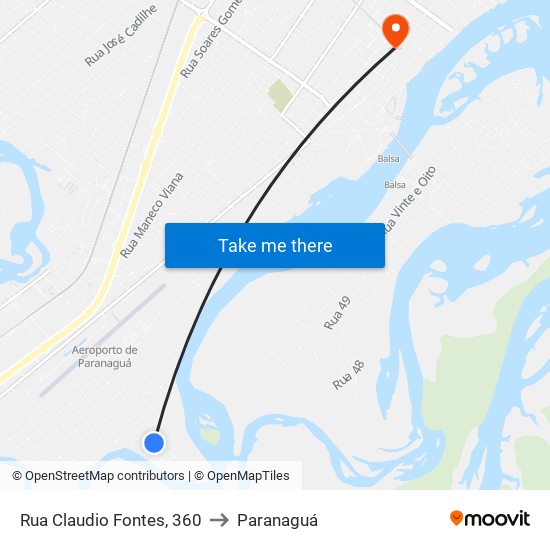 Rua Claudio Fontes, 360 to Paranaguá map
