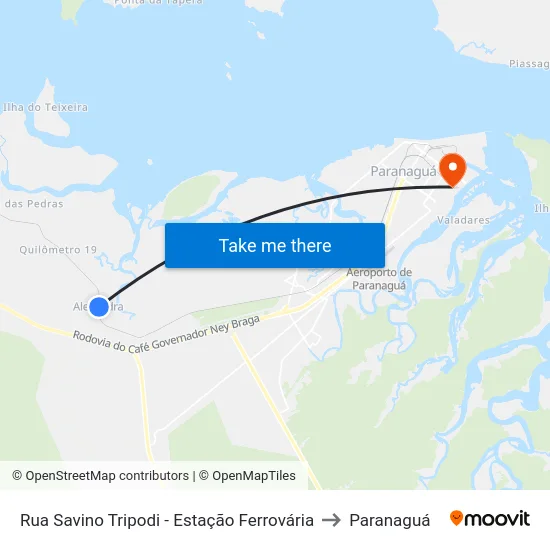 Rua Savino Tripodi - Estação Ferrovária to Paranaguá map