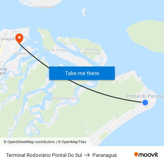 Terminal Rodoviário Pontal Do Sul to Paranaguá map