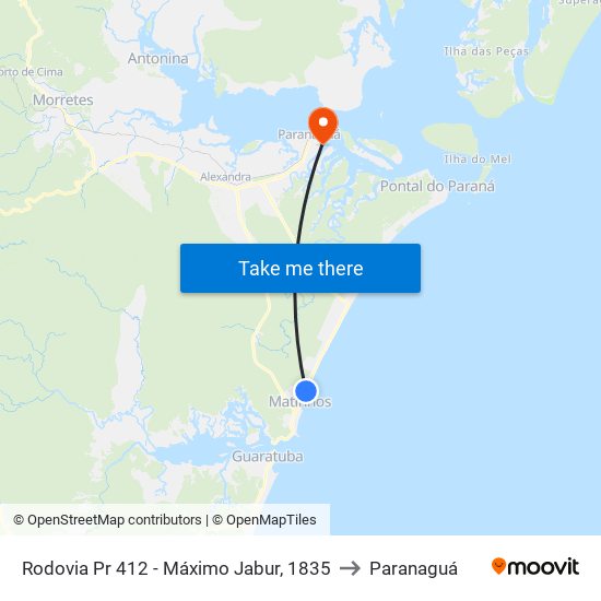 Rodovia Pr 412 - Máximo Jabur, 1835 to Paranaguá map