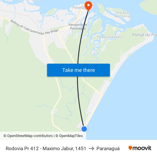 Rodovia Pr 412 - Maximo Jabur, 1451 to Paranaguá map