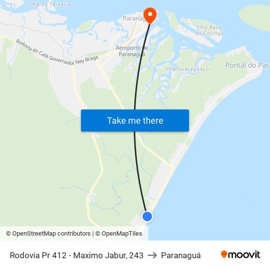 Rodovia Pr 412 - Maximo Jabur, 243 to Paranaguá map