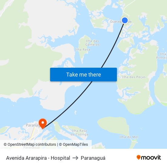 Avenida Ararapira - Hospital to Paranaguá map