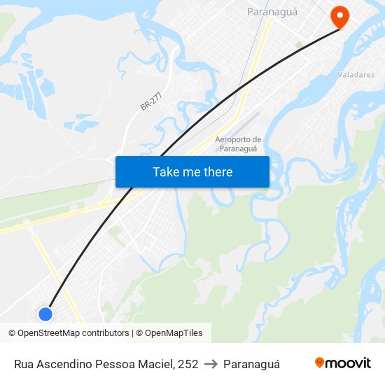 Rua Ascendino Pessoa Maciel, 252 to Paranaguá map