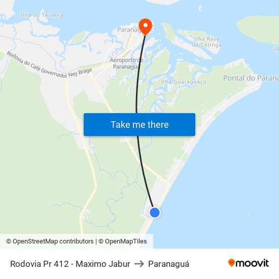 Rodovia Pr 412 - Maximo Jabur to Paranaguá map