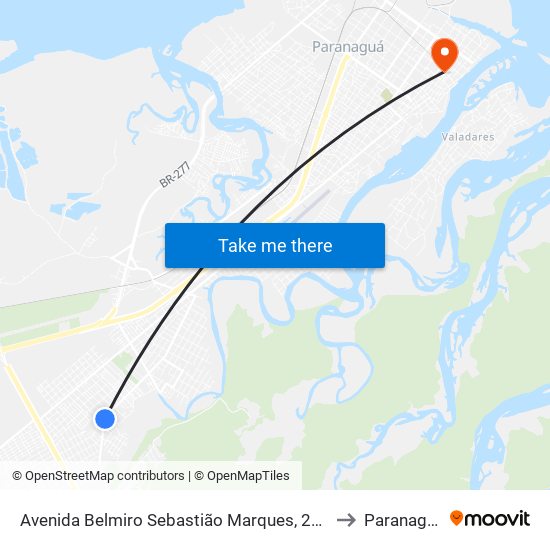 Avenida Belmiro Sebastião Marques, 2650 to Paranaguá map
