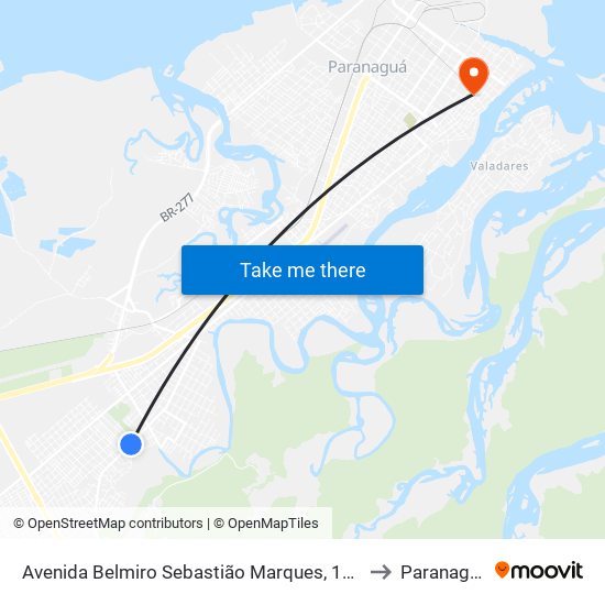 Avenida Belmiro Sebastião Marques, 1991 to Paranaguá map