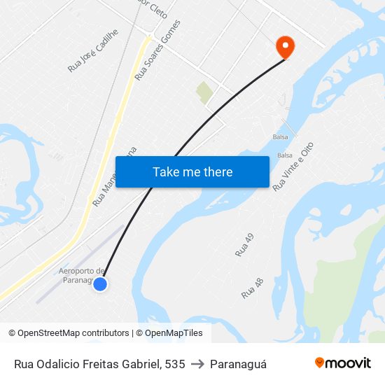 Rua Odalicio Freitas Gabriel, 535 to Paranaguá map