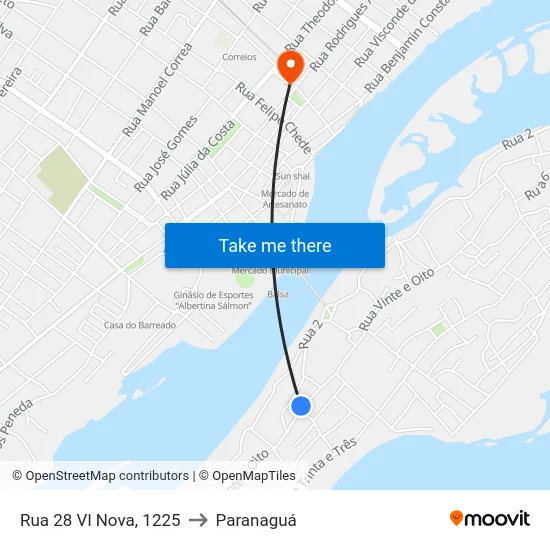 Rua 28 Vl Nova, 1225 to Paranaguá map