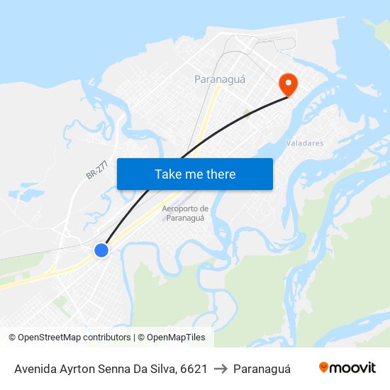 Avenida Ayrton Senna Da Silva, 6621 to Paranaguá map