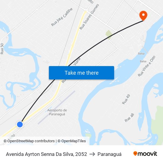 Avenida Ayrton Senna Da Silva, 2052 to Paranaguá map