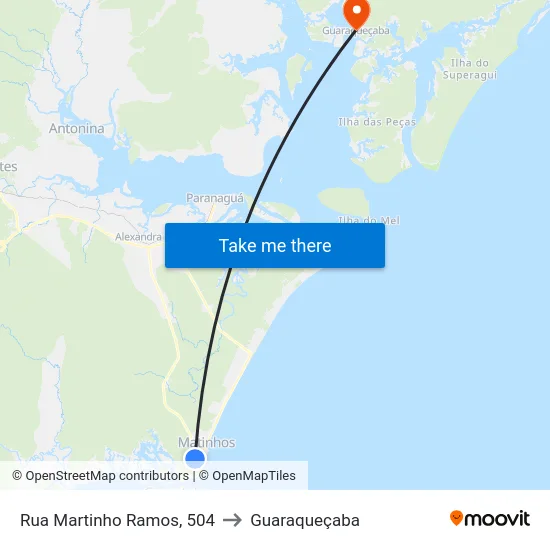 Rua Martinho Ramos, 504 to Guaraqueçaba map