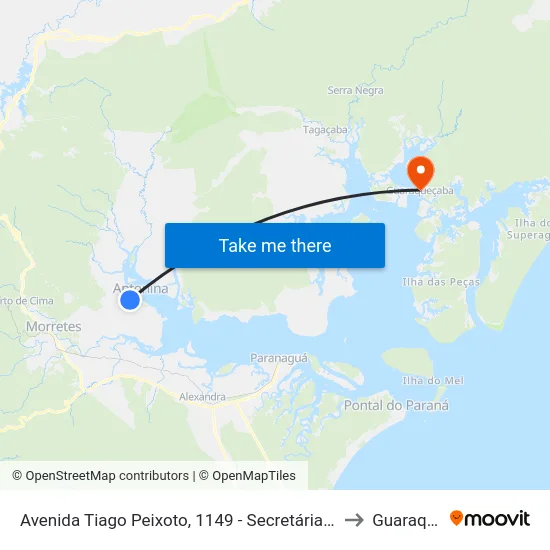 Avenida Tiago Peixoto, 1149 - Secretária De Planejamento E Obras to Guaraqueçaba map