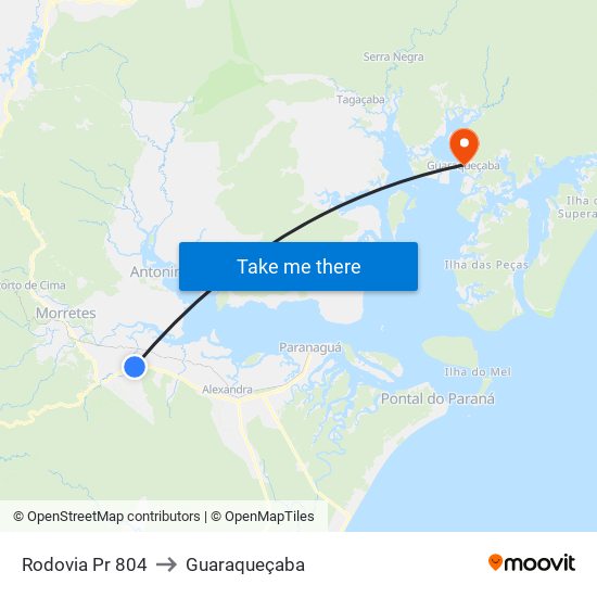 Rodovia Pr 804 to Guaraqueçaba map