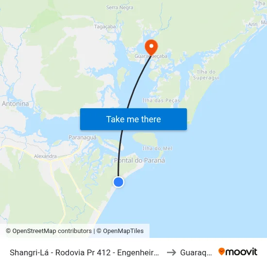 Shangri-Lá - Rodovia Pr 412 - Engenheiro Darci Gomes De Morais to Guaraqueçaba map
