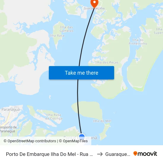 Porto De Embarque Ilha Do Mel - Rua Embaúba, 17 to Guaraqueçaba map