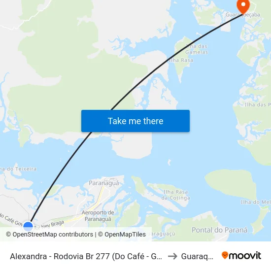 Alexandra - Rodovia Br 277 (Do Café - Governador Ney Braga) to Guaraqueçaba map