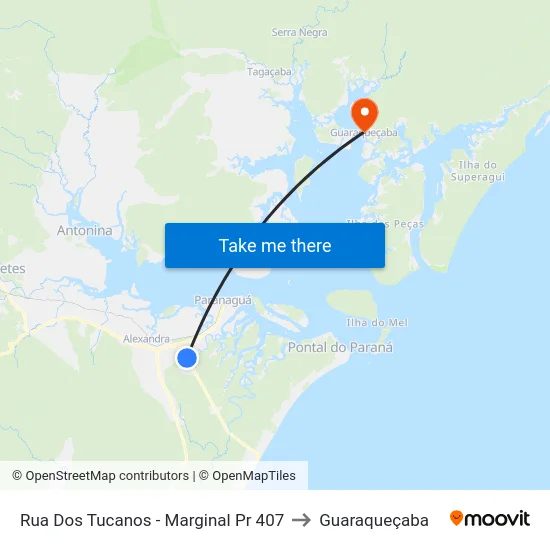 Rua Dos Tucanos -  Marginal Pr 407 to Guaraqueçaba map
