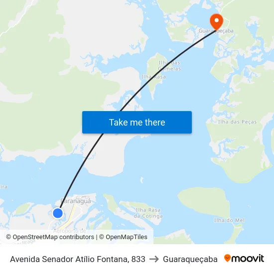 Avenida Senador Atílio Fontana, 833 to Guaraqueçaba map