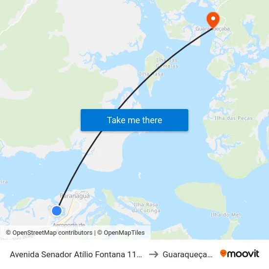 Avenida Senador Atílio Fontana 1124 to Guaraqueçaba map