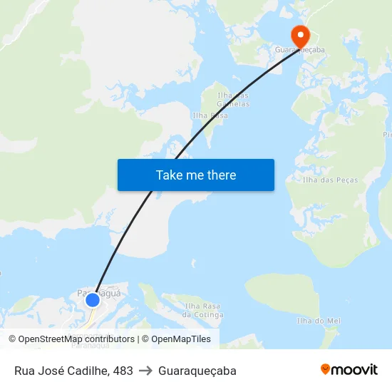 Rua José Cadilhe, 483 to Guaraqueçaba map