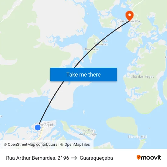 Rua Arthur Bernardes, 2196 to Guaraqueçaba map