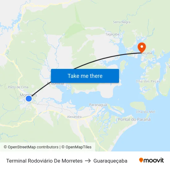 Terminal Rodoviário De Morretes to Guaraqueçaba map
