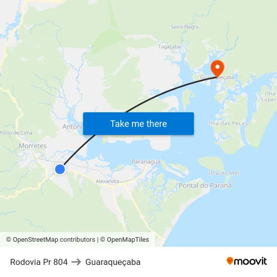 Rodovia Pr 804 to Guaraqueçaba map