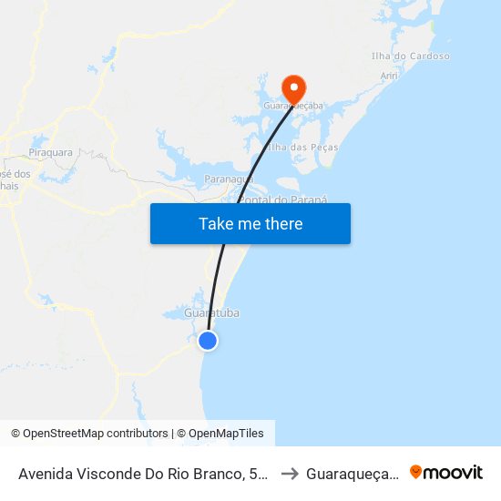 Avenida Visconde Do Rio Branco, 5990 to Guaraqueçaba map