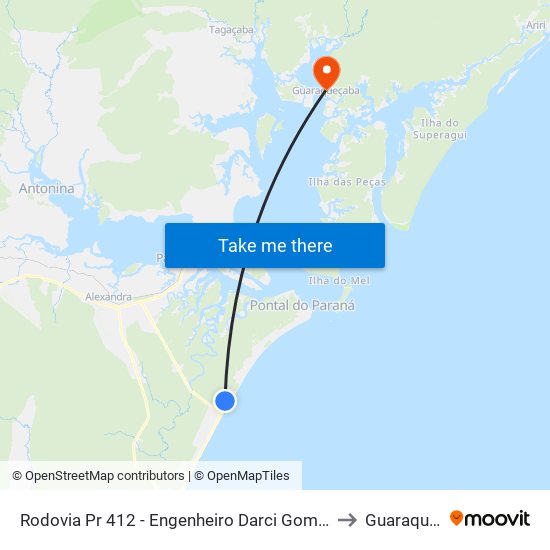 Rodovia Pr 412 - Engenheiro Darci Gomes De Morais, 1765 to Guaraqueçaba map