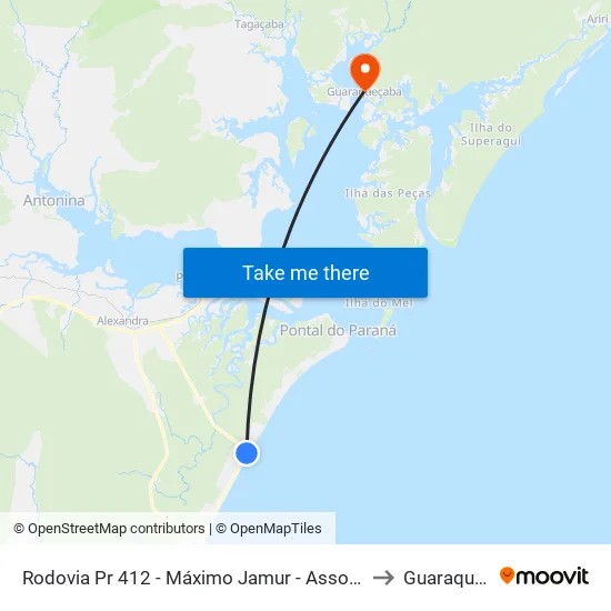 Rodovia Pr 412 - Máximo Jamur - Associação Banestado to Guaraqueçaba map