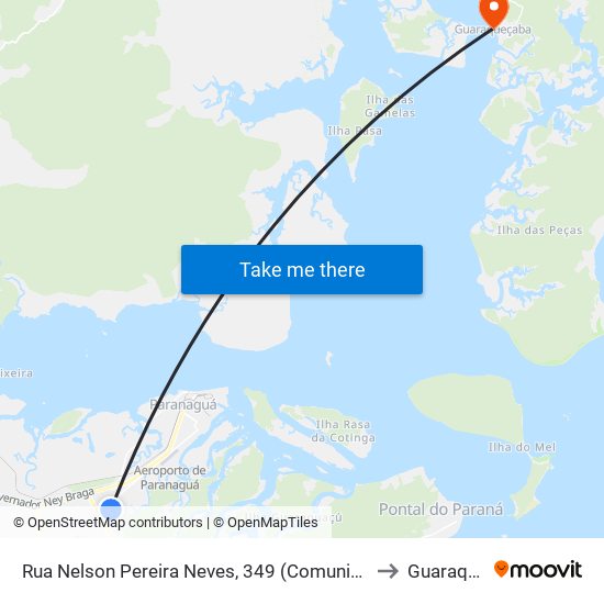 Rua Nelson Pereira Neves, 349 (Comunidade São José Operário) to Guaraqueçaba map