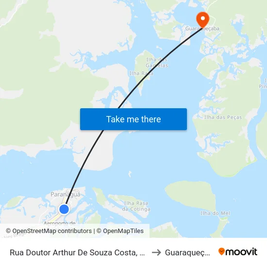 Rua Doutor Arthur De Souza Costa, 1133 to Guaraqueçaba map