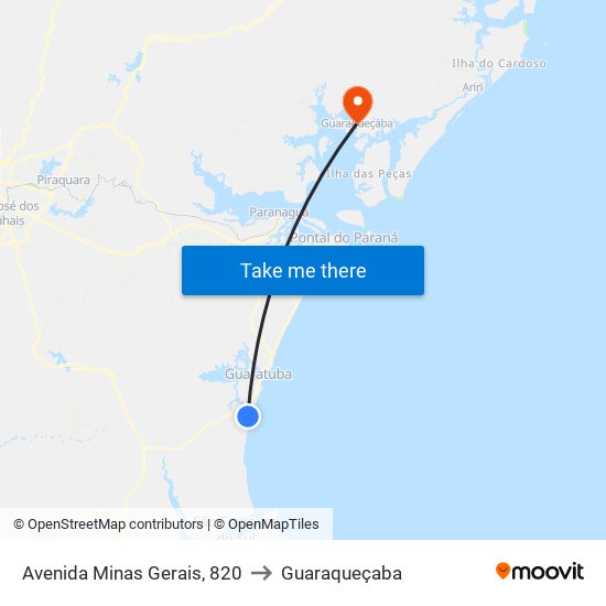 Avenida Minas Gerais, 820 to Guaraqueçaba map
