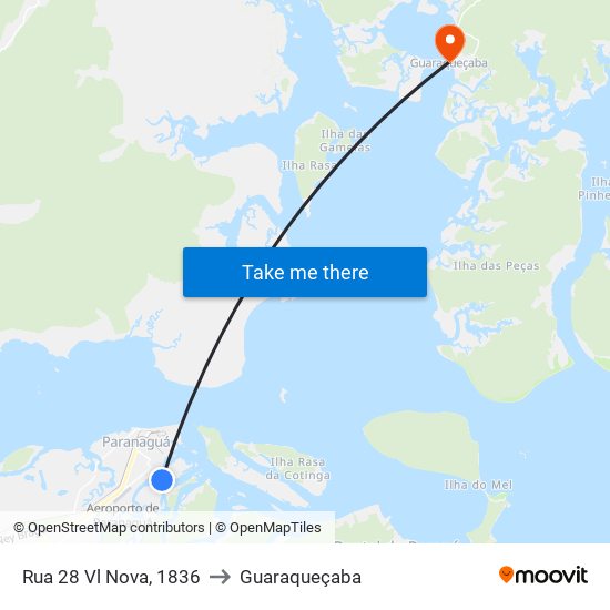 Rua 28 Vl Nova, 1836 to Guaraqueçaba map