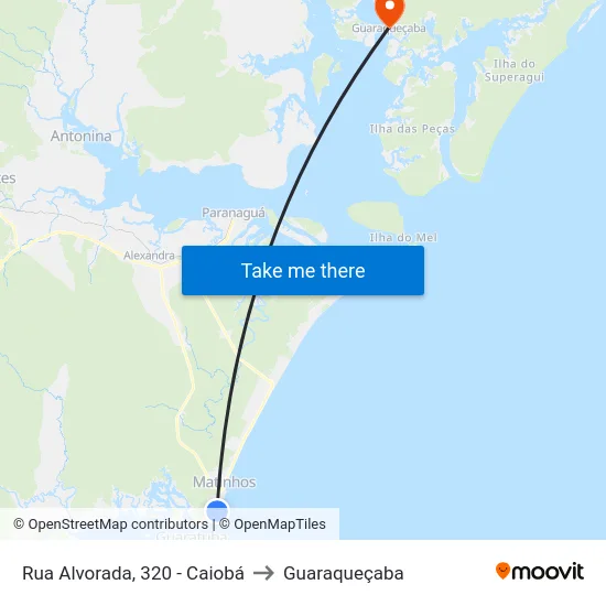 Rua Alvorada, 320 - Caiobá to Guaraqueçaba map
