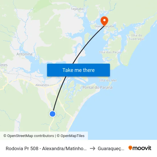Rodovia Pr 508 - Alexandra/Matinhos, 636 to Guaraqueçaba map