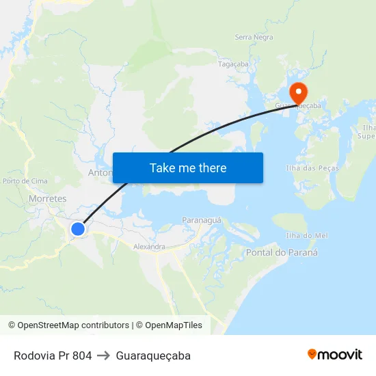 Rodovia Pr 804 to Guaraqueçaba map