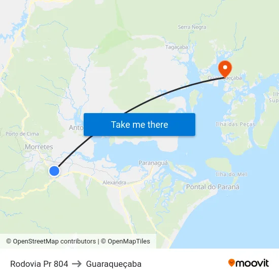 Rodovia Pr 804 to Guaraqueçaba map