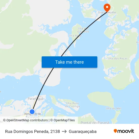 Rua Domingos Peneda, 2138 to Guaraqueçaba map