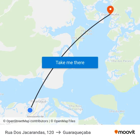 Rua Dos Jacarandas, 120 to Guaraqueçaba map