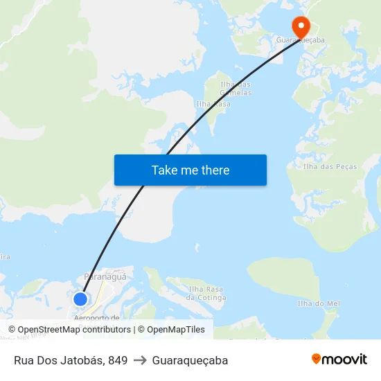 Rua Dos Jatobás, 849 to Guaraqueçaba map