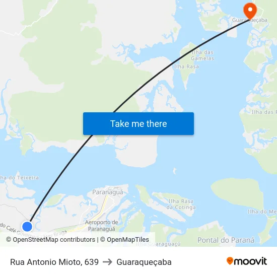Rua Antonio Mioto, 639 to Guaraqueçaba map