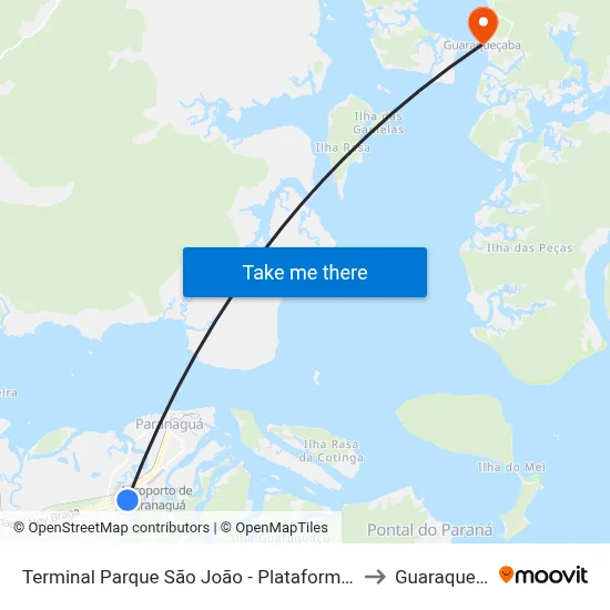 Terminal Parque São João - Plataforma Vizinhança to Guaraqueçaba map
