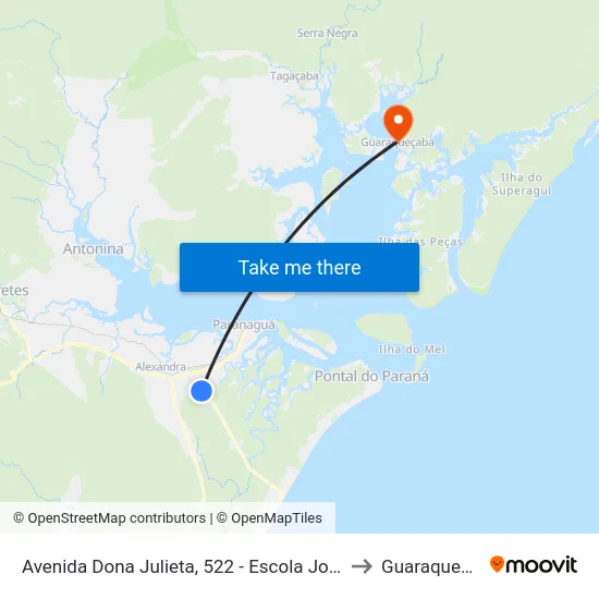 Avenida Dona Julieta, 522 - Escola João Rocha to Guaraqueçaba map