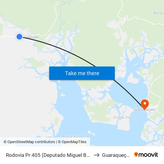 Rodovia Pr 405 (Deputado Miguel Bufara) to Guaraqueçaba map