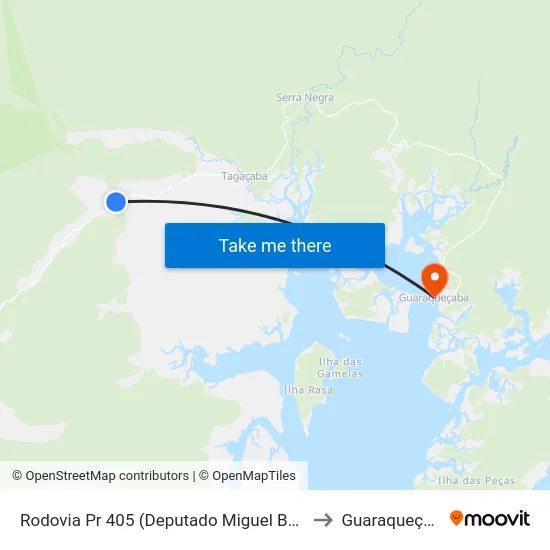 Rodovia Pr 405 (Deputado Miguel Bufara) to Guaraqueçaba map