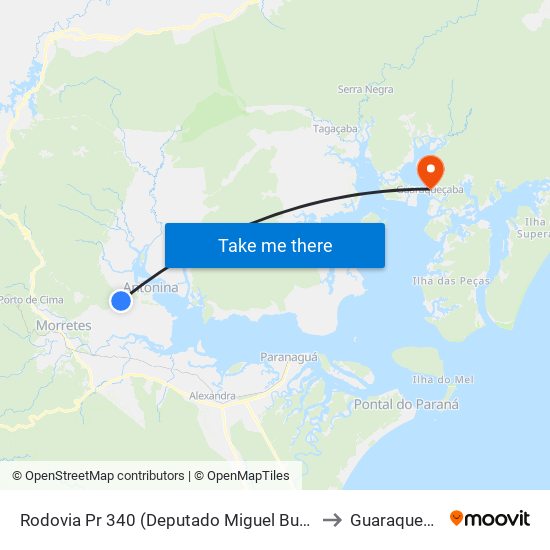 Rodovia Pr 340 (Deputado Miguel Bufara), 278 to Guaraqueçaba map