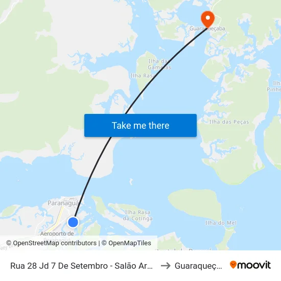 Rua 28 Jd 7 De Setembro - Salão Arco Íris to Guaraqueçaba map